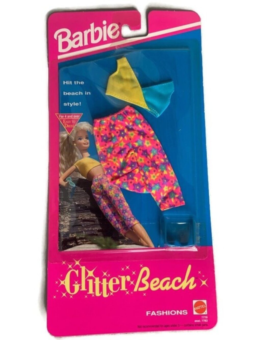 New VTG Mattel Barbie Glitter Beach Fashion 7778 Sunglasses, Crops, Top